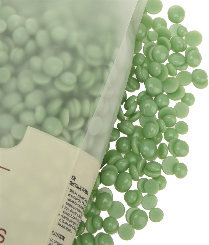Hard Wax Beans for Face, Underarms, Brazilian, Bikini Hair Remover (Green Tea)