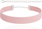 Leather Choker for Women, 0.6" Classic Ribbon Style, Adjustable 12–18", Stainless Steel Clasp, Minimalist Goth/90s Layering Collar — Black