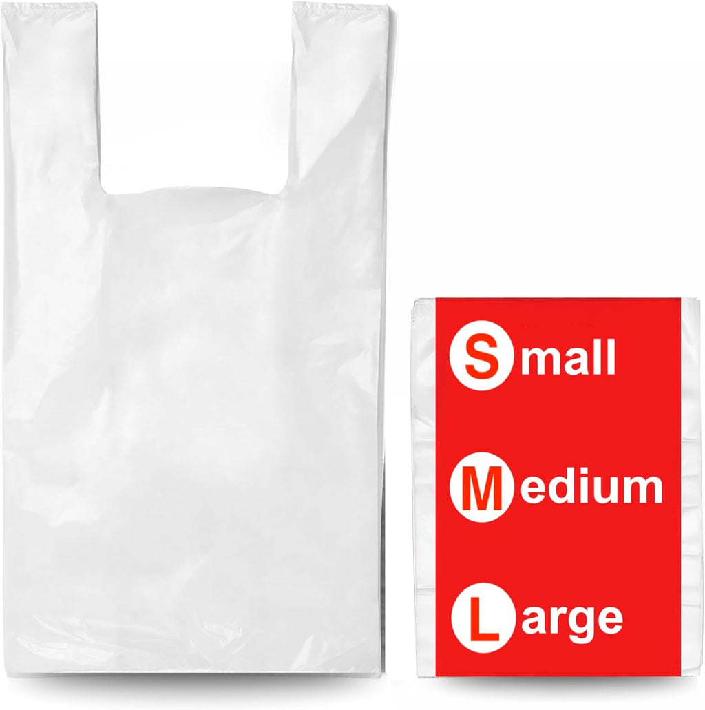 100 x Strong White 'Vest' Style Plastic Carrier Bags - 11" x 17" x 21" (14 Micron) Unipack Brand -