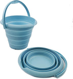 SAMMART Set of 2-5L(1.32Gallon) Collapsible Fishing Bucke - Foldable Round Tub - Portable Plastic Water Pail - Space Saving Outdoor Waterpot (2, See Angel)