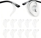 PTSLKHN Soft Silicone Eyeglass Ear Hooks, 10 Pairs of Non-Slip Eyeglasses Ear Grips for Glasses, Sunglasses, Reading Glasses