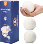 Wool Dryer Balls Handmade 3 Pack XL,Organic Laundry Dryer Balls,100% New Zealand Wool Natural Fabric Softener,Reusable 1000 Loads,Wrinkles Free, Shorten Drying Time,Baby Safe (3 Pack,White)