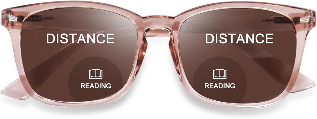 OPTOFENDY Bifocal Sunglasses for Women Men, Square Outdoor Reading Sunglasses with Spring Hinge, UV400 Protection Sun Readers