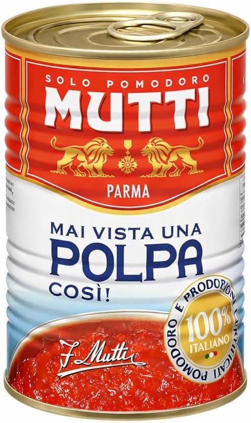 Mutti Crushed Tomatoes (Polpa), 28 oz. | 6 Pack | Italy’s #1 Brand of Tomatoes | Fresh Taste for Cooking | Canned Tomatoes | Vegan Friendly & Gluten Free | No Additives or Preservatives