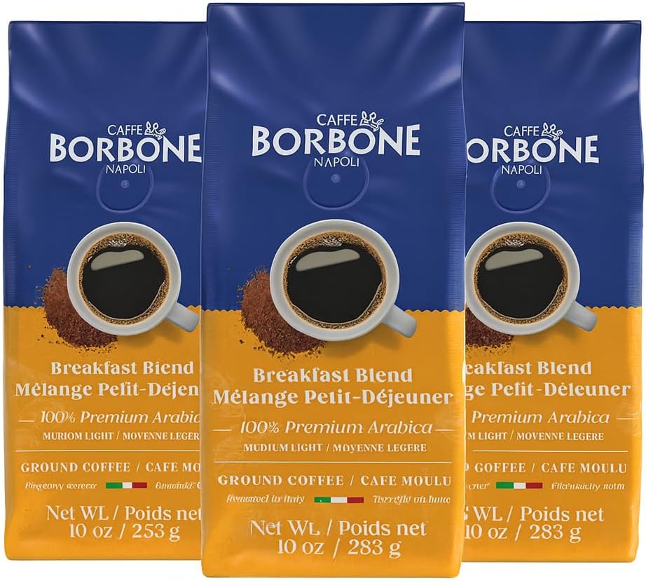 Caffè Borbone Breakfast Blend, Medium Roast Ground Coffee, 10 oz bag (3 Pack)