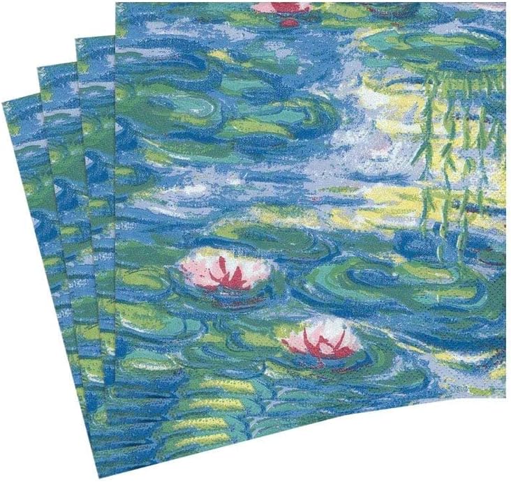 Caspari Nympheas Paper Cocktail Napkins, Two Packs of 20