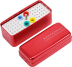 Annhua 60 Holes Dental Disinfection Burs Holder Station, Bur Block Organizer with Measurable Cover Autoclavable Aluminum Case for Lab, Dentist Tool - Red