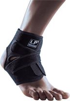 LP SUPPORT 757CA Extreme Ankle Support Brace Wrap - Support and Compression for Weak or Injured Ankles - Hook and Loop Closure (Black - Free size)