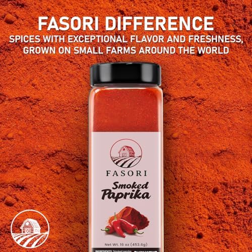 Fasori Smoked Paprika Powder 16 oz (453 g) – Oak Wood Smoked Paprika Spice, Bold Smoky Flavor, Perfect for Cooking, BBQ & Grilling