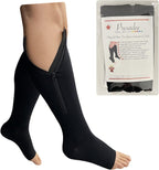 Presadee Original Open Toe 20-30 mmHg Firm Compression Circulation Zipper Socks (Black, L/XL)