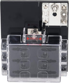 6 Way Blade Block Holder with LED Warning Indicator, Medium 12-36VDC, Negative Bus for Automotive Boat Marine