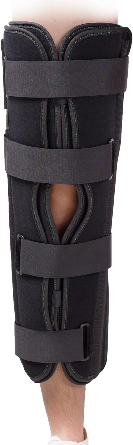 3-Panel Knee Immobilizer Full Leg Support Brace 21" Length Aluminum alloy Straight Knee Splint - for Knee Pre-and Postoperative & Injury or Surgery Recovery Applicable height 5‘3”--6’8“(Update Size M )