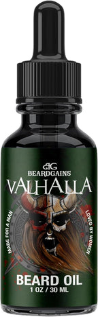 Beard Gains Valhalla Luxury Scented Beard Oil for Men - Groom, Control, and Promote Facial Hair Growth - Made In USA - 1 Ounce