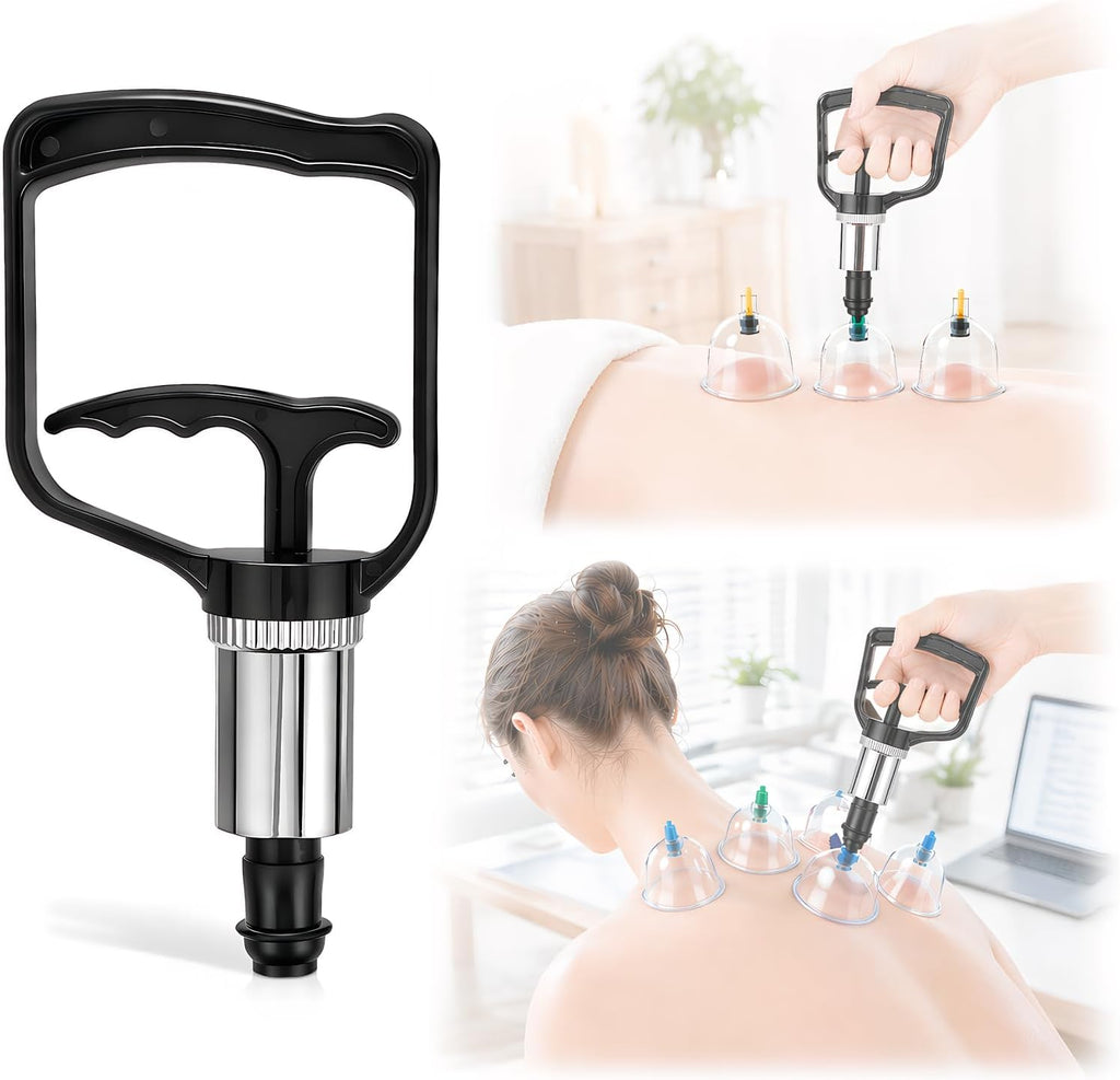 NOLITOY Universal Cupping Vacuum Pump - High Suction Manual Hand Pump Replacement - One-Hand Operation Portable Vacuum Handle for Chinese Cupping Therapy, Home Spa & Massage Parlor