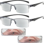 2PCS Auto Focus Glasses Self Adjusting, Intelligent Dual Focus Smart Reading Glasses for Women & Men, Automatic Zoom Anti-Blue Light Presbyopia Glasses (Grey)