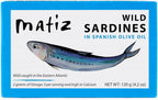 Matiz Sardines in Olive Oil, 4.2 Ounce Can (Pack of 5) Spanish Gourmet Wild Caught Natural Fish for Tapas, Snacks, or Meals, Protein Rich, Sealed Freshness