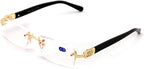Men Rectangular Rimless Designer Fashion Reading Glasses Reader