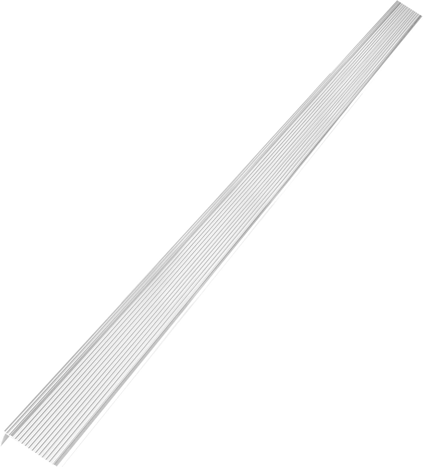10 Pcs Aluminium Alloy Stair Nosing Protector - 2" x 0.75" x 48" Non-Slip Strip for Stairs & Pool Edge (Silver)