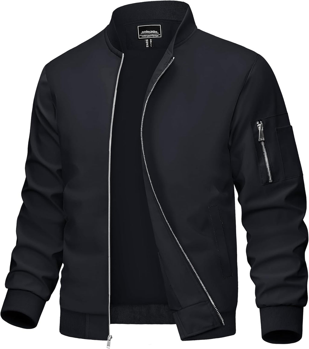 MAGCOMSEN Men's Jacket Lightweight Windbreaker Bomber Jacket Windproof Casual Jacket Zip Up Coats Outwear with 5 Pockets