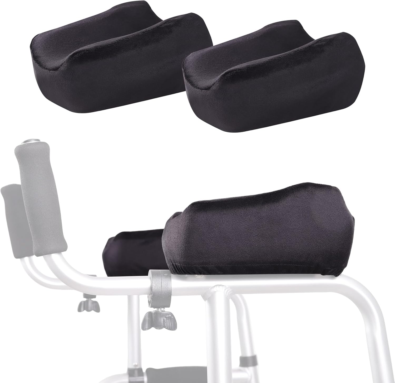 Forearm Pads for Upright Walkers (2Pcs), Soft Shock-Absorbing Foam Arm Rest Cushions for Seniors, Non-Slip Bottom, Washable, Easy Install Stand Up Walker Accessories, Pressure Relief & Walking Support