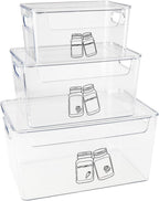 3 Pieces Supplement Bottle Organizer, Clear Plastic Vitamin Organizer with Lid and Handle, Stackable Pill Bottle Organizer, First Aid Box Empty for Vitamin, Medicine, Fish Oil & Supplements