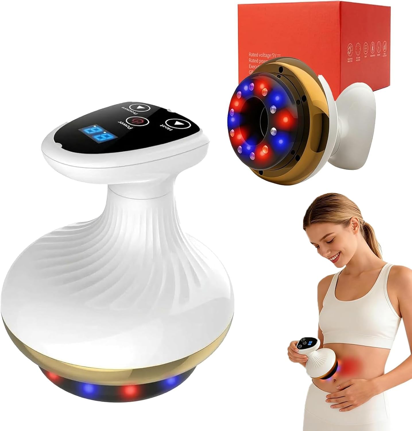 Cellulite Remover,Electric Gua Sha Device for Cellulite Massage Tool,9 Suction Levels&Heating,Handheld Massager,Rechargeable Helps Reduce Stretch Marks & Cellulite for Legs, Arms & Belly