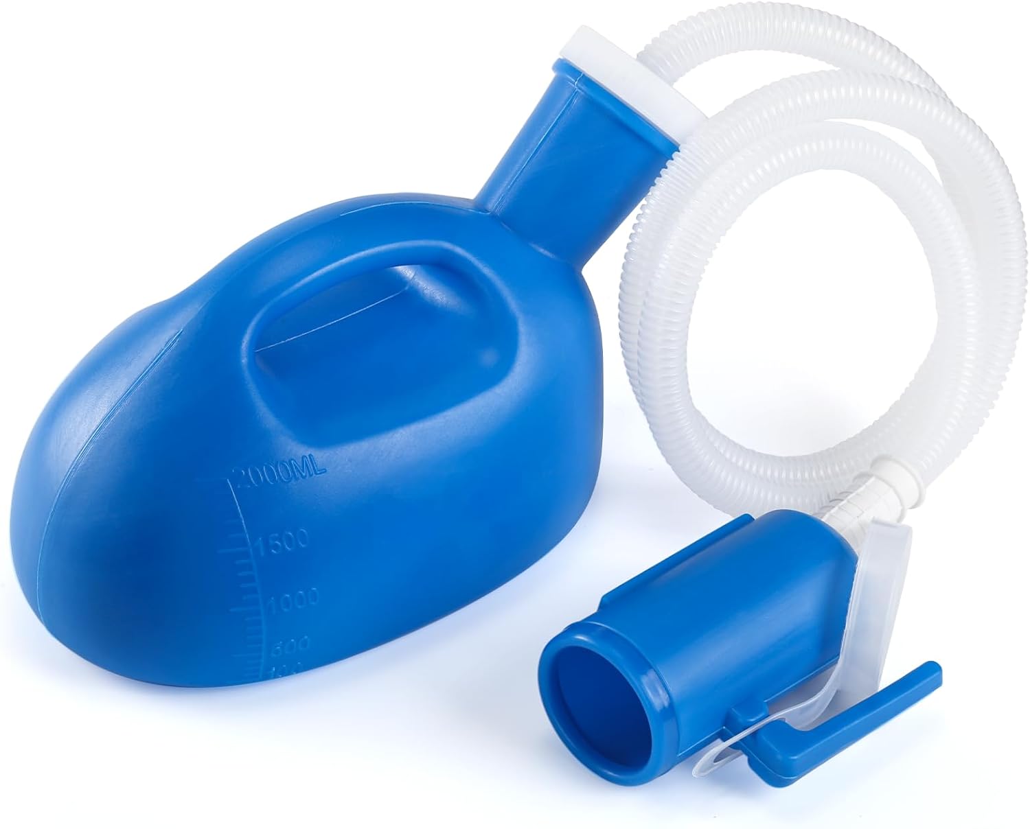 ONEDONE Urinals for Men - Portable Urinal for Men Spill Proof Nighttime Men's Urinal Bottle Male Pee Bottle Urine Bottle 68 OZ for Hospital Home Camping Car Travel 45" Long Hose with Lid (Blue)