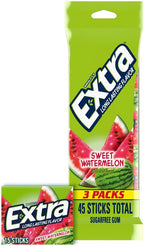 EXTRA Gum Watermelon, Sugar Free Chewing Gum, 15 ct (3 Pack)