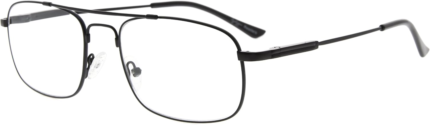Eyekepper Mens Womens Memory Titanium Reading Glasses Bendable Bridge And Temple Readers (Black,+3.50)