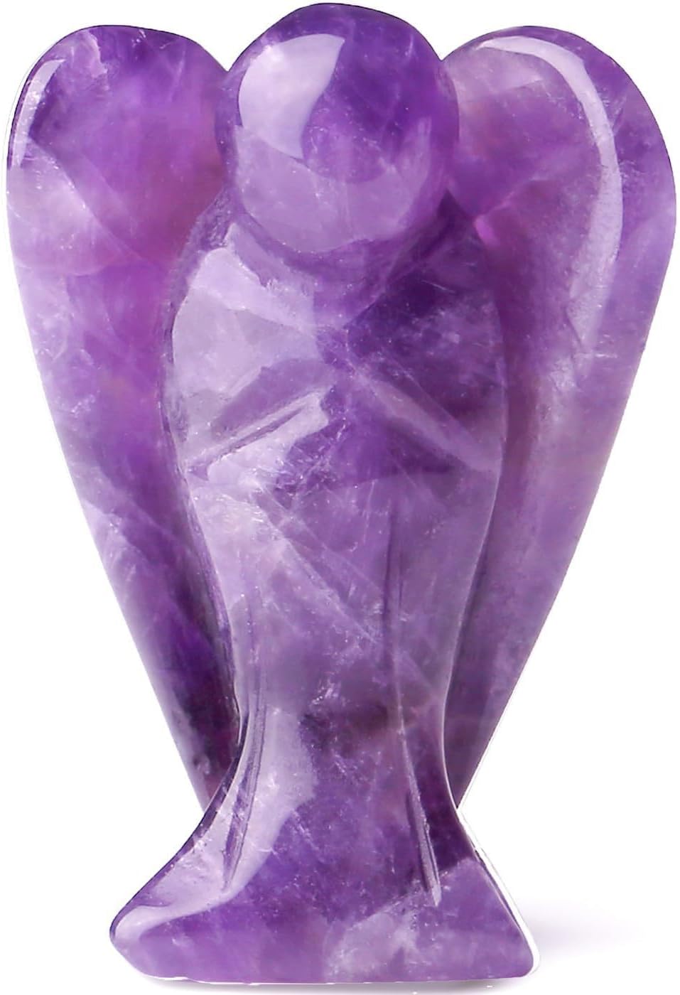 Amethyst Crystal Angel Figurine, Hand Carved Natural Gemstone Guardian Angel Statue, Reiki Healing Crystals for Meditation and Stress Relief, Spiritual Home Office Decor Gift