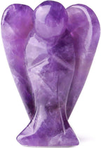 Amethyst Crystal Angel Figurine, Hand Carved Natural Gemstone Guardian Angel Statue, Reiki Healing Crystals for Meditation and Stress Relief, Spiritual Home Office Decor Gift