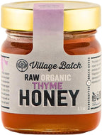 Village Batch Raw Organic Thyme Honey 8.5oz (Pack of 1) Jar from Mycenae, Unheated and Unpasteurized Greek-Honey, Light Amber, Rich Flavor and Intense Floral Aroma