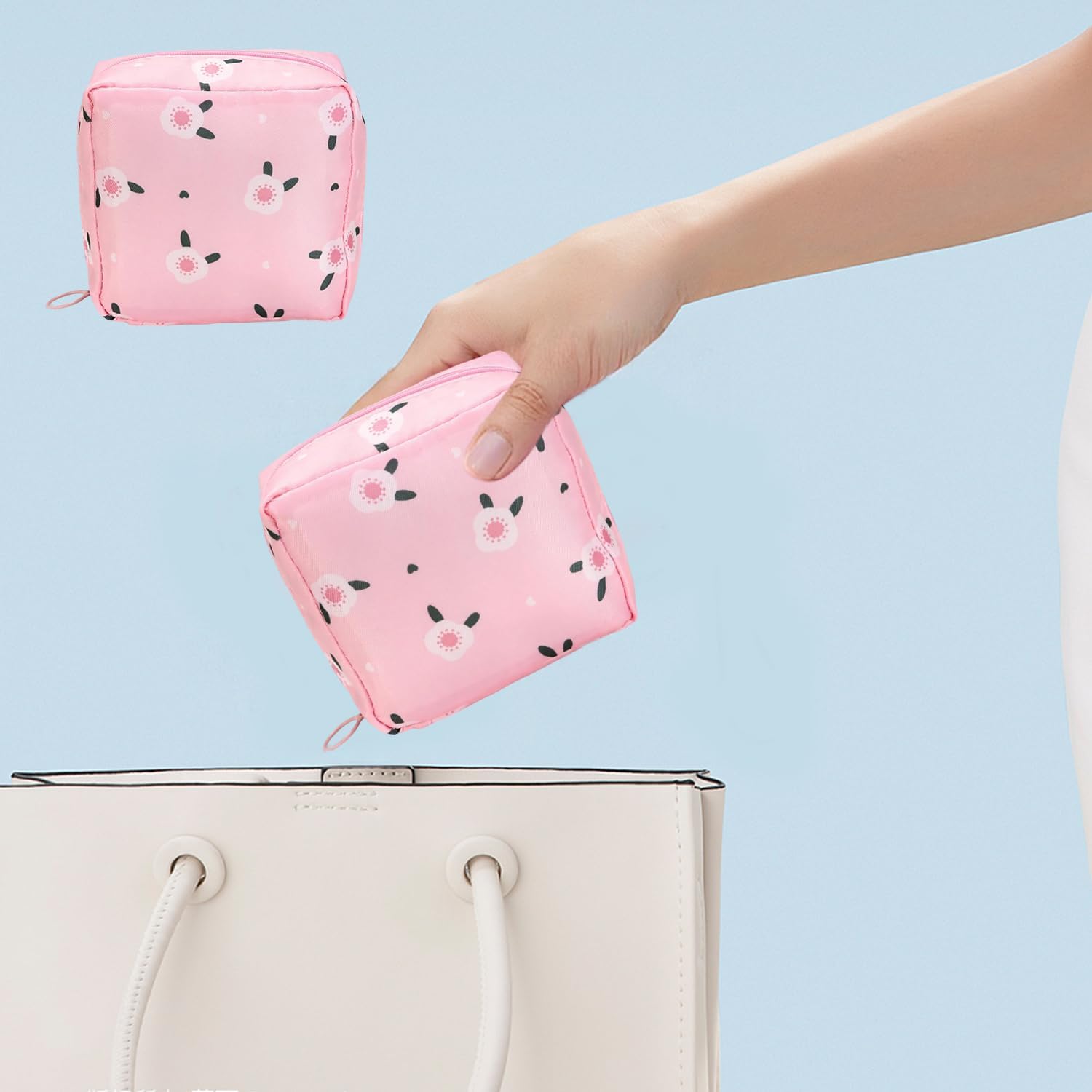 Portable Sanitary Napkin Pouch - Waterproof Travel Organizer Bag with Multi-Compartment Design for Feminine Hygiene and Period Products