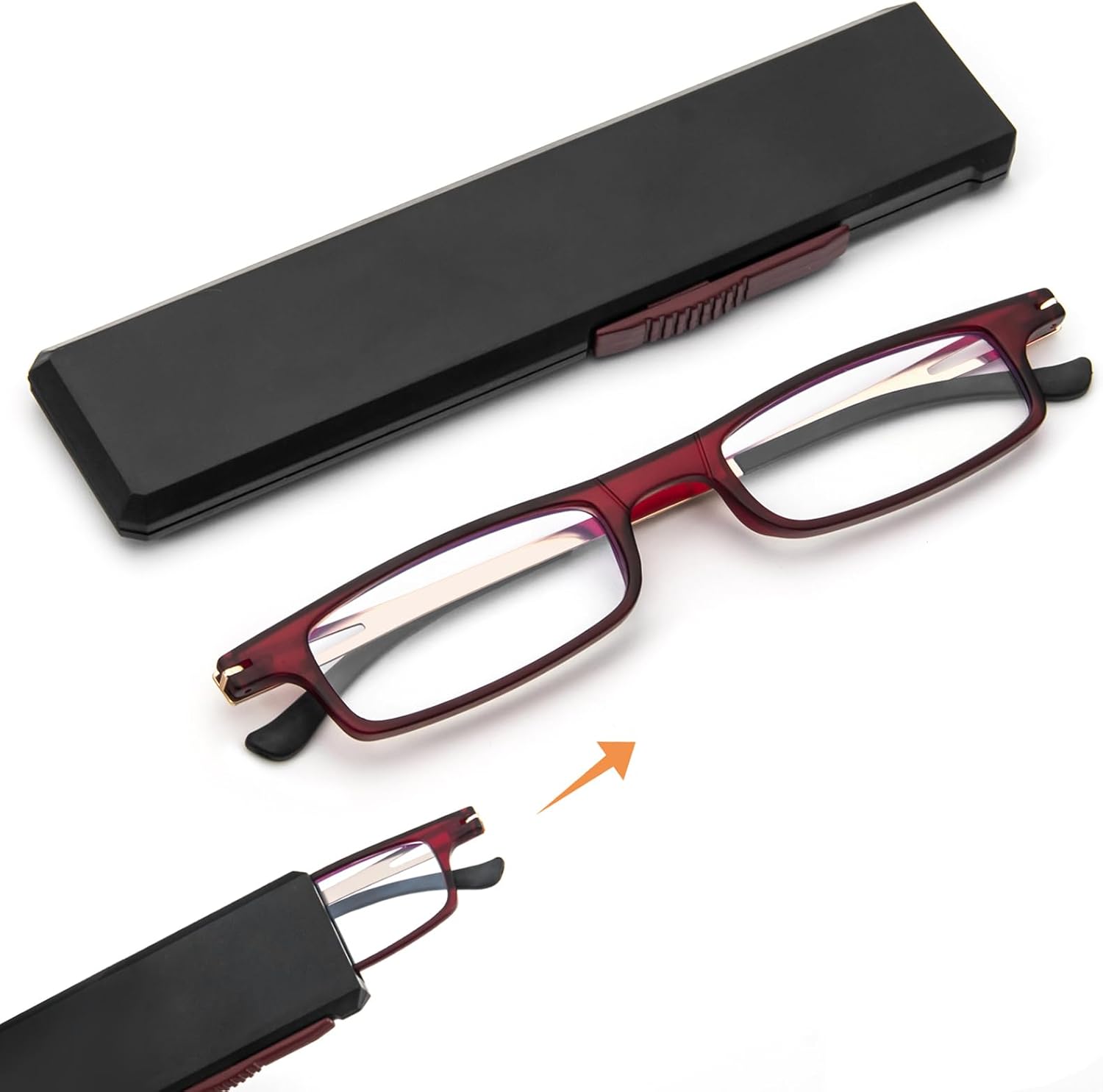 Folding Reading Glasses for Men Women Blue Light Blocking Computer Thin Foldable Portable Readers Flat Case