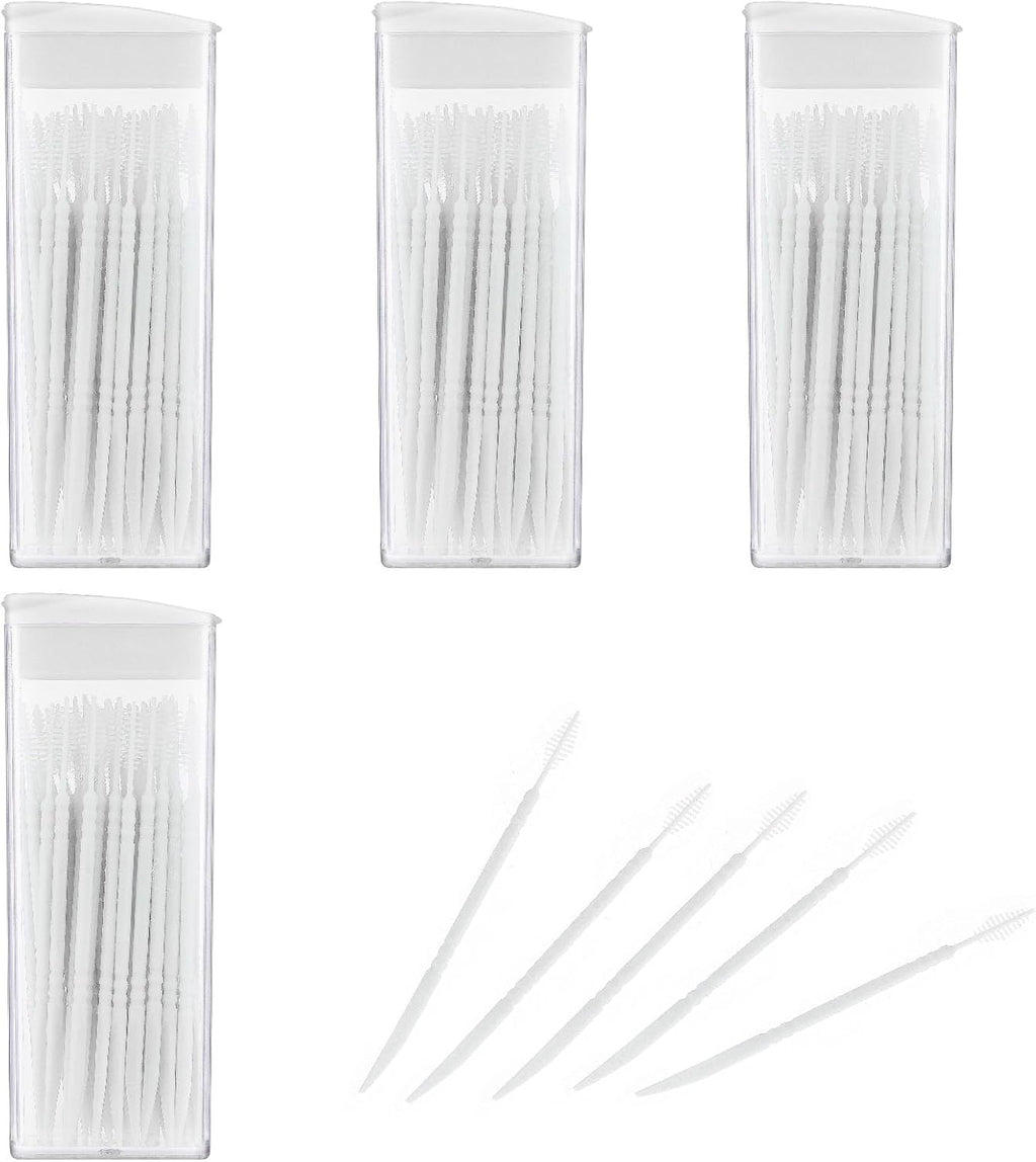WLLHYF 200Pcs Double Head Plastic Dental Floss Interdental Brush 2-in-1 Disposable Plastic Dental Toothpicks Braces Cleaner Brush Oral Care Travel Teeth Stick (50pcs/Box)