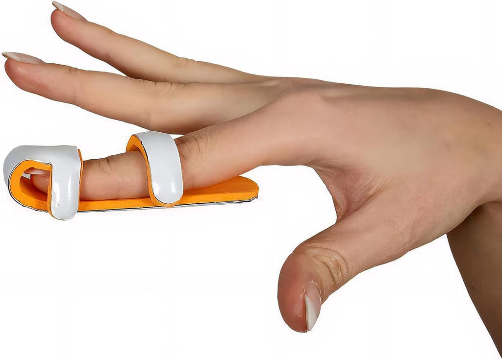 Armor Aluminum Baseball Finger Straightening Splint with Foam Lining to Immobilize Jammed Fingers, Mallet Injuries, or Knuckle Fractures