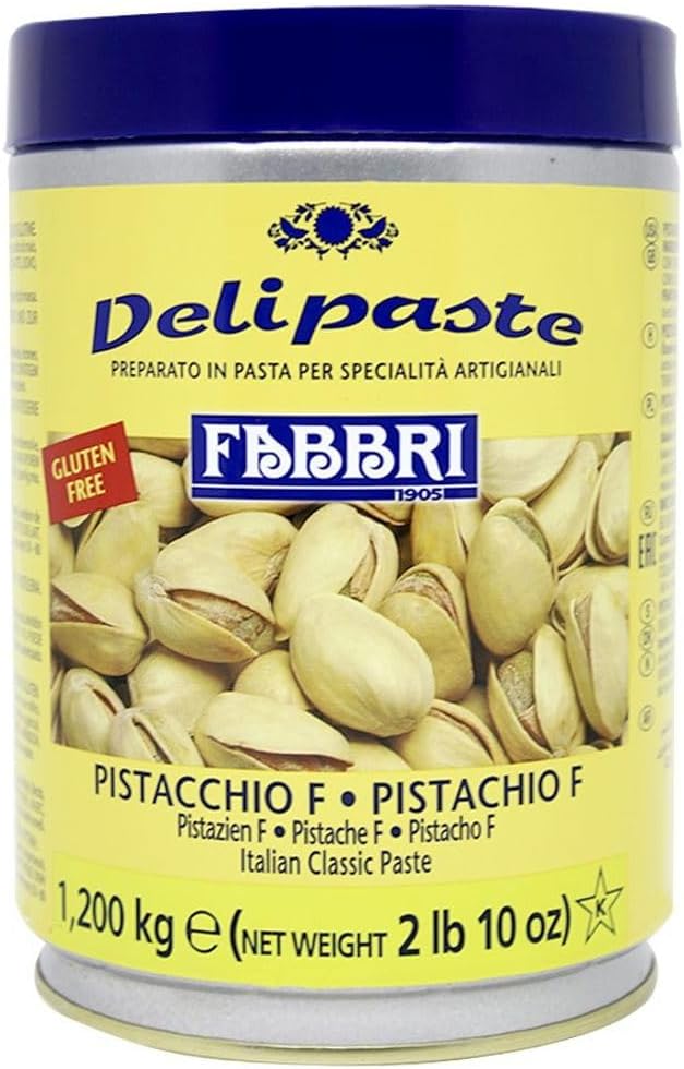 Fabbri Delipaste Pistachio Fine, Flavoring Compound for Gelato, Ice Cream, Soft Serve, Pastry and Confectionary - 1 Tin of 2.6 lb