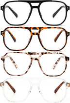 Aviator Reading Glasses for Women Men,4 Pairs OversizedBlue Light Blocking Spring Hinge Readers