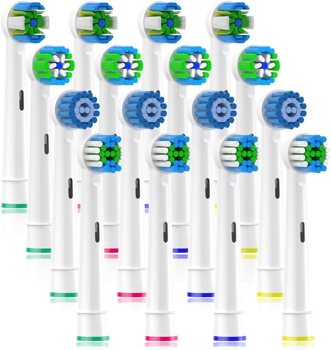Qitizu Replacement Heads Compatible with Oral B Braun Electric Toothbrush, Replacement Toothbrush Heads Fit for Oral-b Pro 1000/7500/3000/7000/8000/500, 16 Packs (White)