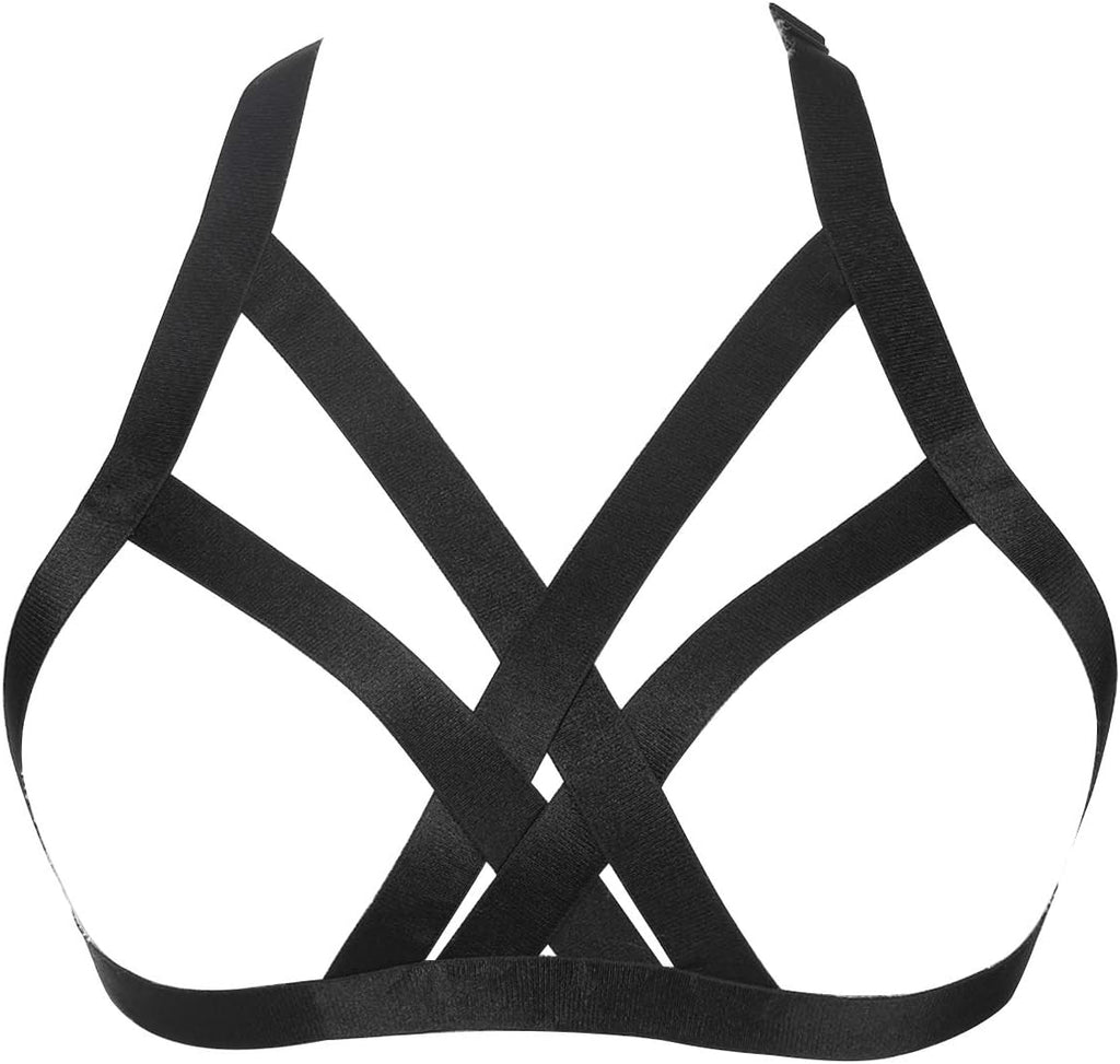 Womens Bra Elastic Cupless Cage Bra Strappy Hollow Out Bra