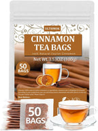 Premium 50 Pure Ceylon Cinnamon Tea Bags, Made with 100% Ceylon Cinnamon Sticks, No Additives & Caffeine Free.