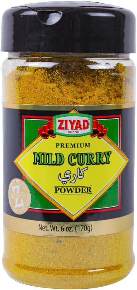 Ziyad Shaker Premium Mild Curry Powder, Flavorful Spices, No Additives, No Preservatives, No Salt, No MSG, 6 oz