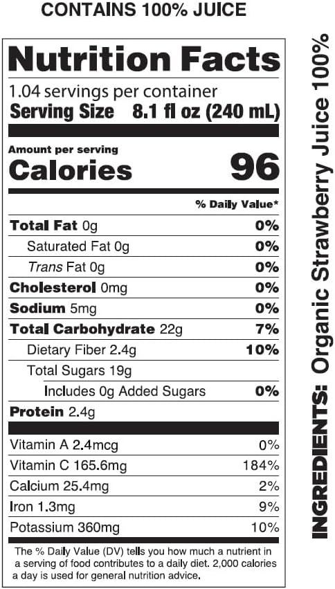 Pomona Organic Strawberry Juice (Pack of 12), Cold Pressed USDA Organic Juices with 100% Strawberries, No Added Sugar, Not From Concentrate, Vegan, Kosher, Non GMO, Pasteurized, 8.4 oz Glass Bottles