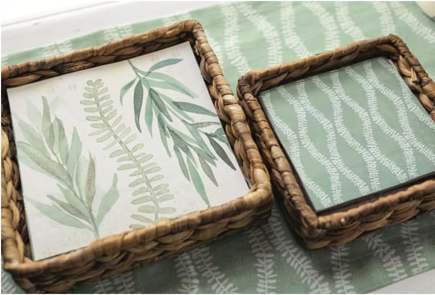 IHR Ideal Home Range Party Napkins Disposable 3-Ply Paper Lunch Napkin Pack, 6.5" x 6.5", Leaf And Stem Leaves (Cream), 20-Count
