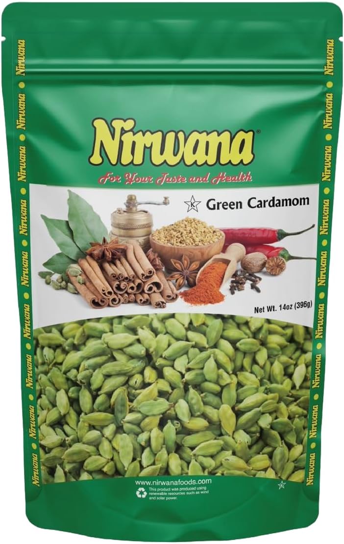 Premium Green Cardamom Pods - 14oz (396g) - Aromatic Whole Cardamom for Cooking, Baking, Chai, and Curries - Ideal for Spices, Teas, and Authentic Recipes