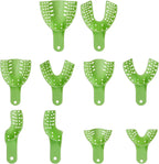 10 PCS Dental Impression Trays Disposable Plastic Small Medium Large Autoclavable Perforated Impression Trays Set Green