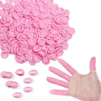 SKYPRO 100pcs Latex Finger Cots Protective Fingertips Gloves Rubber Industrial Fingerstall Sleeves (Pinkish)