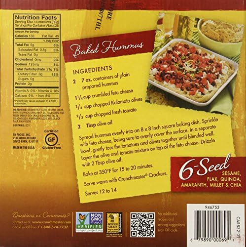 Crunchmaster Multi Grain 6 Seed Cracker, Sesame, 14 Oz, Pack of 2
