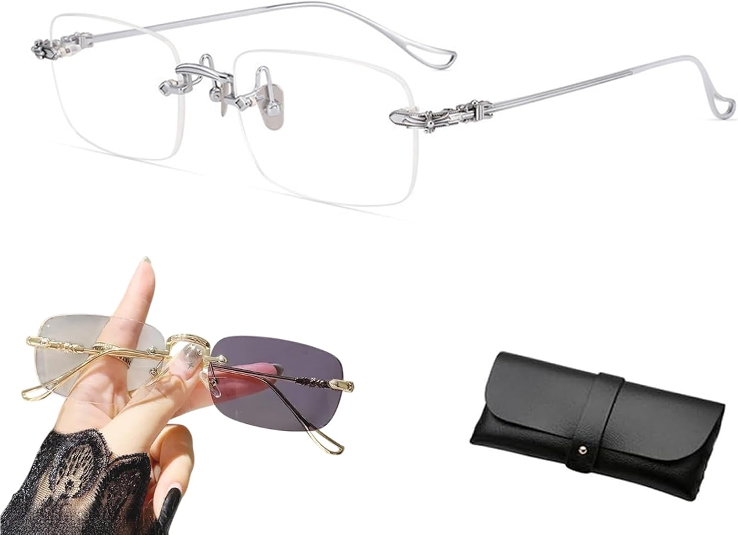 Photochromic Ultra-Light Reading Glasses | Auto-Focus + Frameless, Smart Zoom, Anti Blue Presbyopic Glasses