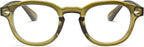 2SeeLife Green Round Premium Clear Frame Reading Glasses – Solid & Sturdy Frame Blue Light Retro Readers for Men & Women with Spring Hinges & Scratch-Resistant Lenses, Strength 2.50